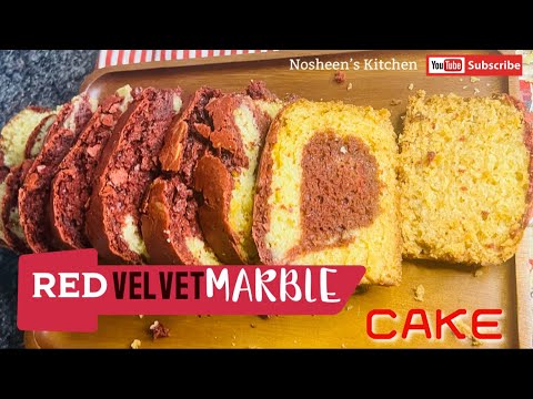 Red Velvet Marble Cake Recipe By Nosheen’s Kitchen | Eggless Red Velvet Marble Cake
