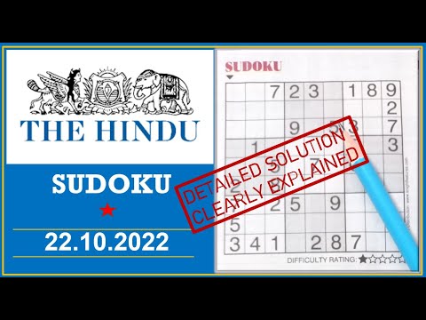 How to Solve 1 Star Hindu  Sudoku Oct 22,  2022 -  Step By Step Solution
