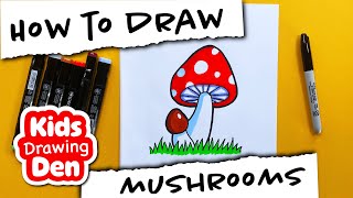 How to Draw Cute Mushrooms 🍄 | Easy Drawing for Kids