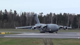 preview picture of video 'EPGD (Gdańsk-Rębiechowo)  BOEING C-17 GLOBEMASTER Take off 29.11.2013'