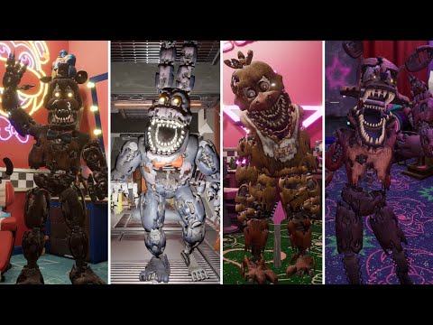 Nightmare Freddy, Chica, Bonnie and Foxy in the game - Five Nights at Freddy's: Security Breach