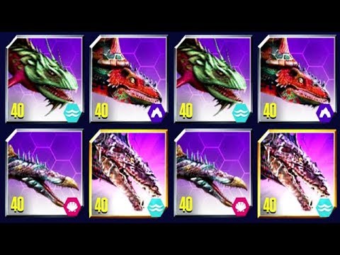 ALL AQUATIC HYBRIDS MAX LEVEL 40!!! (JURASSIC WORLD)