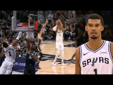 Victor Wembanyama blocks 2 shots in 2 seconds then pulls up from the logo 🤯