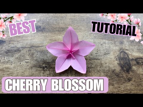 ORIGAMI CHERRY BLOSSOM FLOWER TUTORIAL - CRAFTING SPRING MAGIC PAPER FLOWER ART | DIY CHERRY BLOSSOM