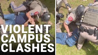 'Out of control' pro-Palestinian protesters clash with police on US campuses
