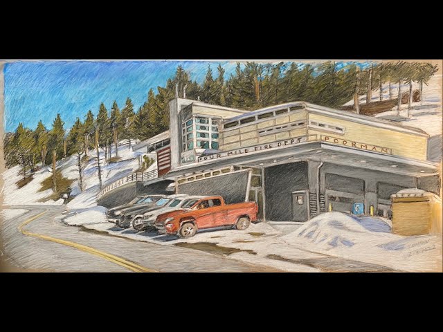 Plein-air: Poorman Fire Station, 2-8-22