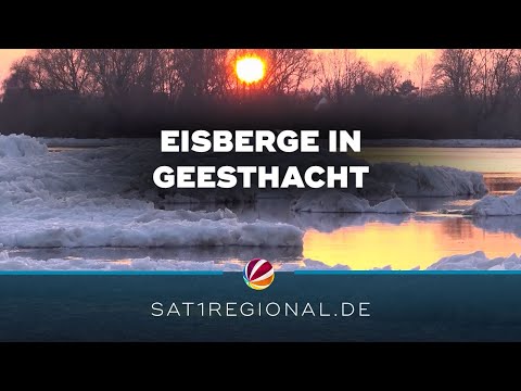 Eisberge an Elbufer in Geesthacht zu sehen