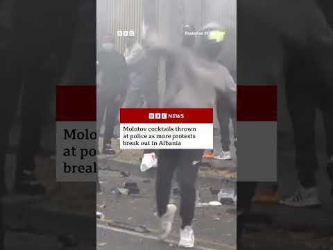Molotov cocktails thrown at police as more protests break out in Albania. #Albania #BBCNews