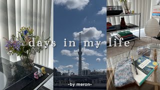 コーヒーを淹れてお花を飾る日常VLOG｜朝ラン🏃‍♀️｜編み物🧶｜slow days in my life 