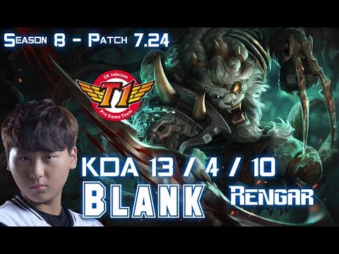 SKT T1 Blank RENGAR vs LEE SIN Jungle - Patch 7.24 KR Ranked
