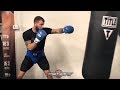 CALEB PLANT LAUNCHING POWER JABS ON THE HEAVY BAG, PUTTING IN WORK FOR MIKE LEE FIGHT