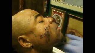 Kieb tattooing on one of his homies that was killed  #1