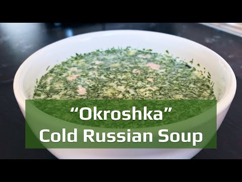 Rezept für kalte Suppe. Suppe mit Wurst, Gurke und Joghurt