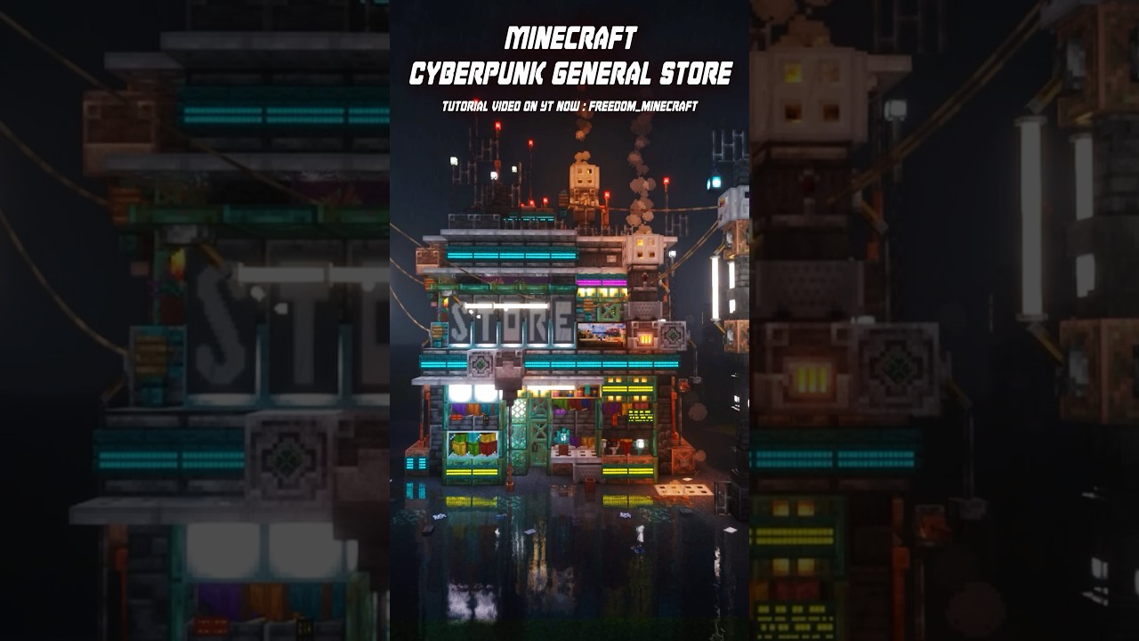 Minecraft Cyberpunk general store #minecraft #architect #tutorial #マインクラフト #サイバーパンク #チュートリアル