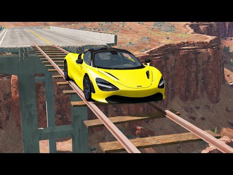 Mobil vs Train Track Bridge - BeamNG Drive