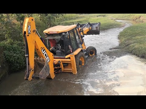 JCB Backhoe Machine Working For New Bridge Construction - JCB Dozer Working Video