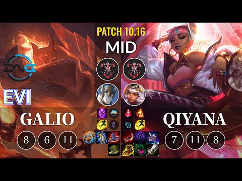 DFM Evi Galio vs Qiyana Mid - KR Patch 10.16