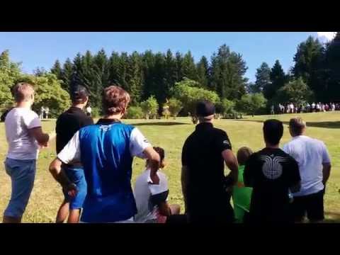 Disc Golf European Masters 2016 - KJ Nybo long range throw in basket.