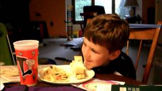 Carter enjoying linguini