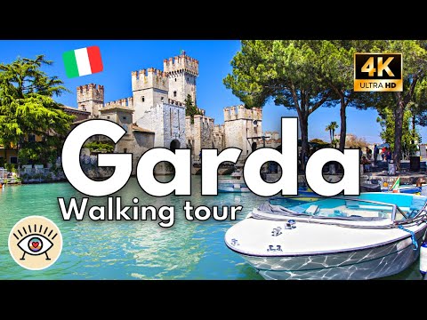 Lago de Garda, Sirmione ✅ Italia 4K "WALKING TOUR" | ¡Paseo a pie con subtítulos! - Historia - ASMR