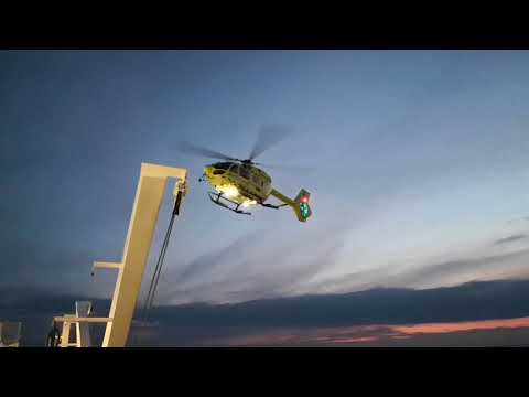 Airbus H145 Emergency Medical Helicopter Landing on M/S Cinderella.