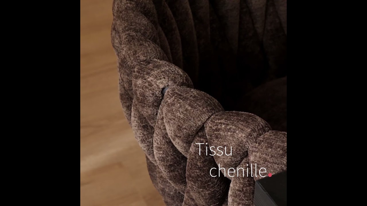 Chaise de salle à manger River chenille marron