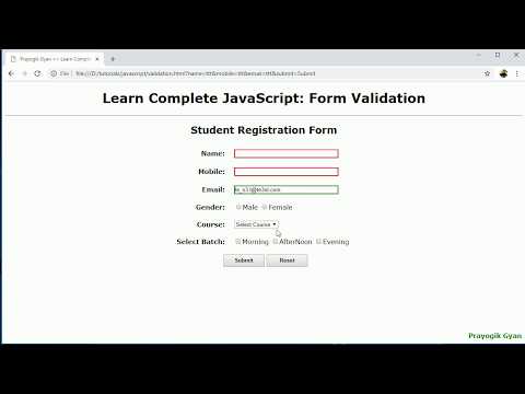 JavaScript Number String and Email Validation in Hindi Part18