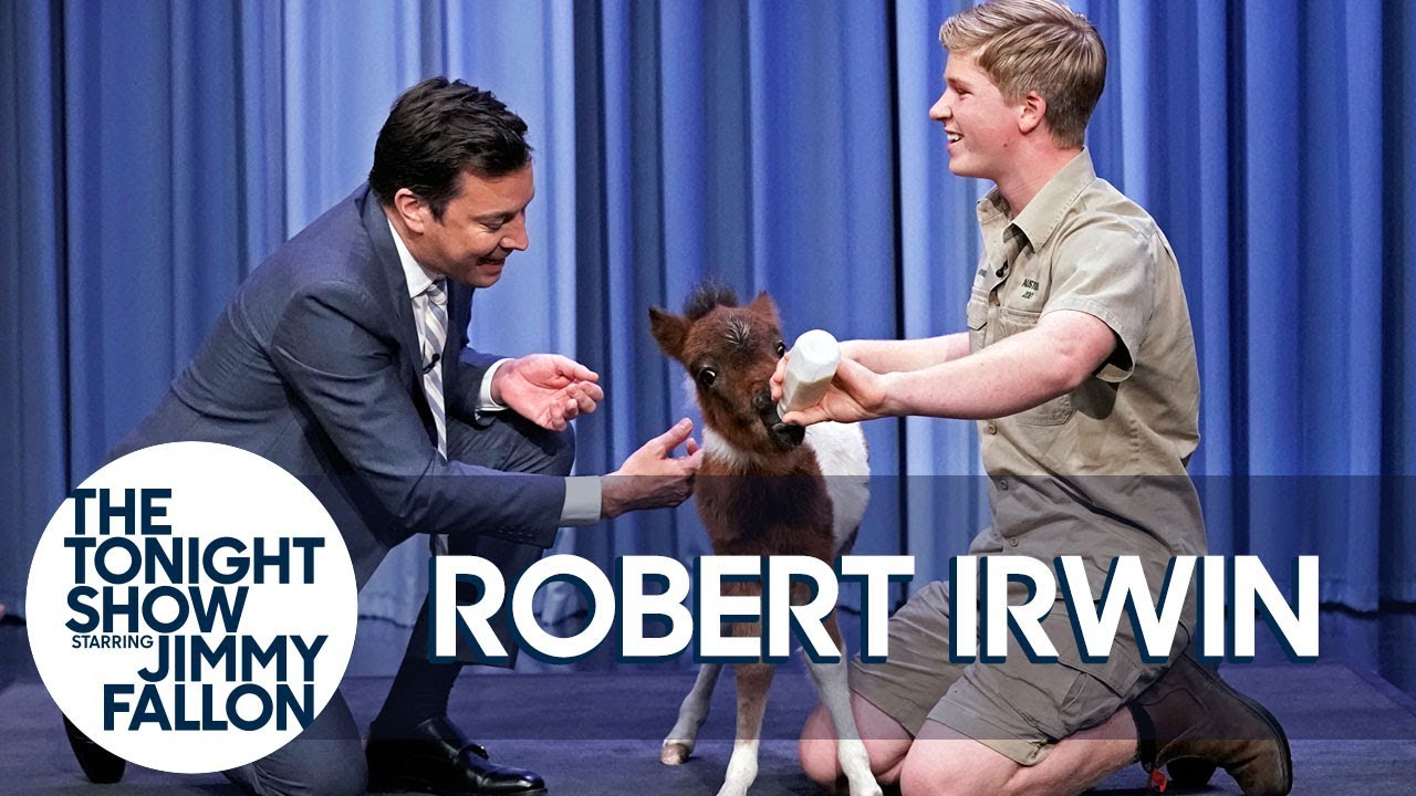 Robert Irwin and Jimmy Bottle Feed a Baby Miniature Horse