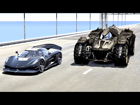 Koenigsegg Jesko with Jet Engine vs Batmobile - Drag Race 20KM