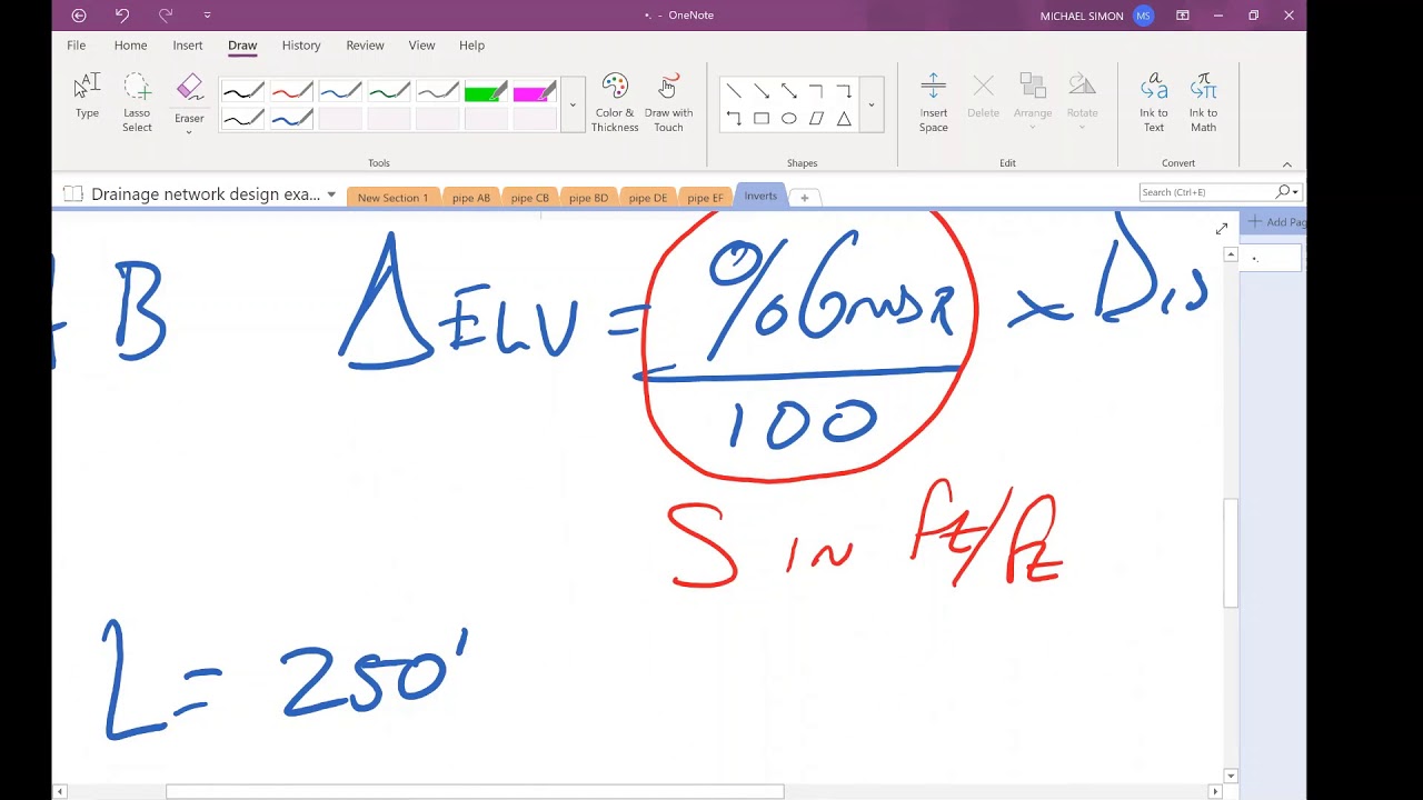 Pipe network design Inverts