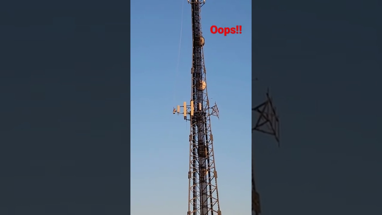 Dangerous fall from cell tower caught on film