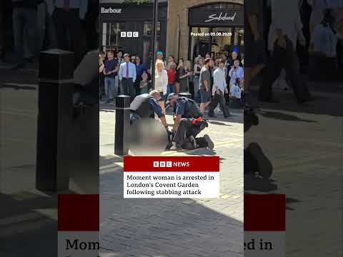 Moment woman is arrested in London's Covent Garden following stabbing attack. #BBCNews