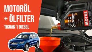 Youtube thumbnail of video "Wie Tiguan 1 2.0 TDI Motoröl und Ölfilter wechseln 🛢"