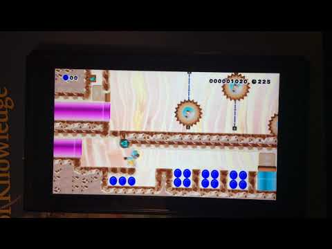 Super Mario Maker 2: Swimming in... a CASTLE?! (Inverted colours applied)