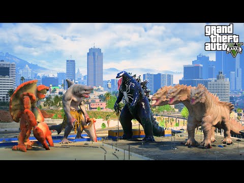 Venom Godzilla,HyDra Big  Vs WereCrab , WereShark - GTA V Mods
