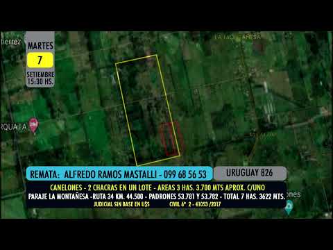 Alfredo Ramos Mastalli remate judicial de 2 chacras en Canelones (Paraje La Montañesa) 7/09/2021