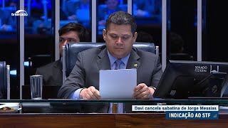 Davi cancela sabatina de Jorge Messias