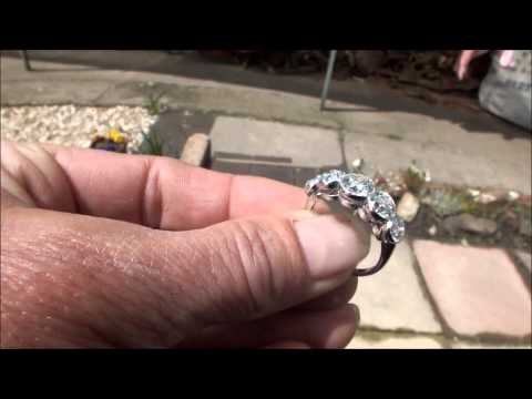 SUPERB! Huge natural diamond 5 stone ring