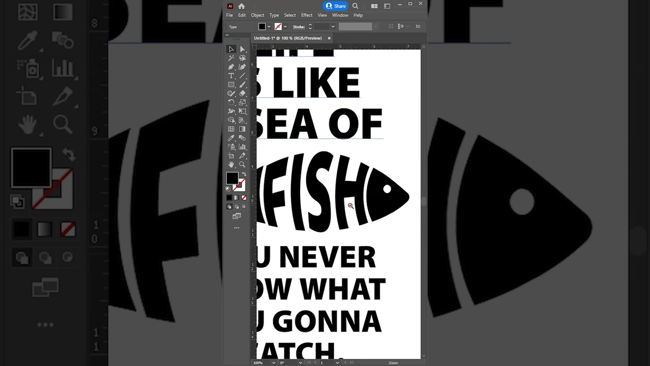 Make fish in Illustrator | Typography Tutorial #adobeillustrator #illustratortutorial #typography