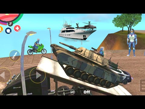 Rope Hero: Vice Town (Army Tank Load on Truck)Rope Hero Snatched Away old Tank - Android Gameplay HD