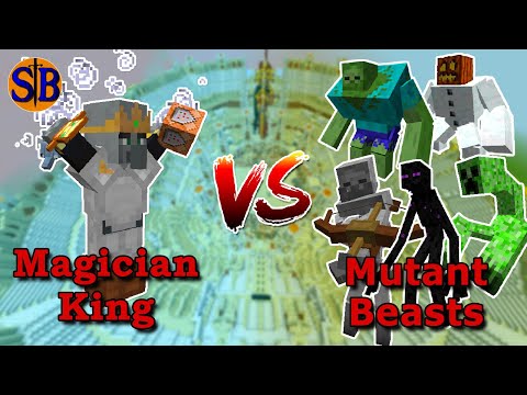 Magician King vs Mutant Beasts | minercaft mob battle