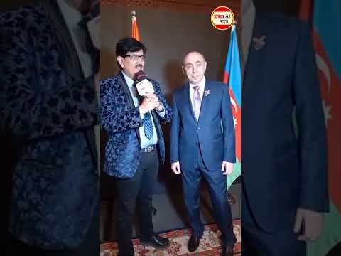 Dr.Jitendra Joshi interviewing ambassador of Azerbaijan during national day celebration