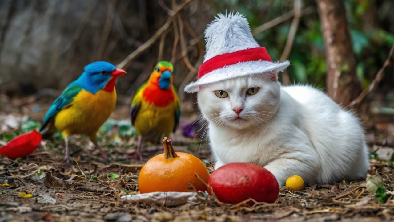 Christmas Cat TV 😺🎊 Relax with Winter Birds and Squirrels 🐿 Cat Games 4K HDR 60FPS