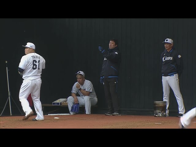 【春季キャンプ】今季新守護神候補のライオンズ・平良海馬が前守護神の増田達至ファーム育成付など見守る中でブルペン投球!!  2025年2月2日 埼玉西武ライオンズ