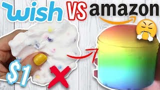 $1 WISH SLIME VS $1 AMAZON SLIME! Which is Worth it?!?