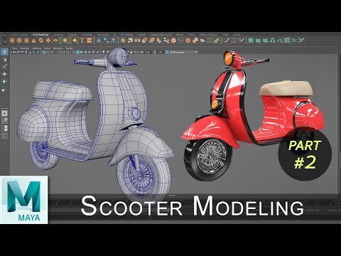 Scooter Modeling & Rendering Tutorial (Part 02) | Maya Cartoon Modeling Series #12