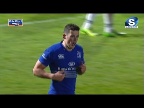 Noel Reid steps inside two defenders for super Try - Leinster v Zebre 21st March 2014