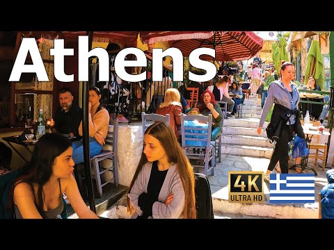 Atenas 4K - passeio a pé - centro da cidade e Acrópole