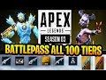 Apex Legends Season 3 BattlePass All 100 Tiers All Legendary Skins  Season 3 Apex Meltdown Thoughts