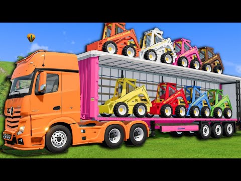 TRANSPORT OF COLORS ! CRAZY GIANT HORSE LOADING with MINI LOADERS ! Farming Simulator 22